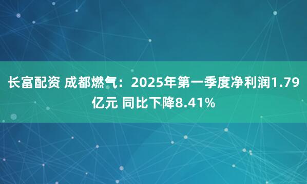 长富配资 成都燃气：2025年第一季度净利润1.79亿元 同比下降8.41%